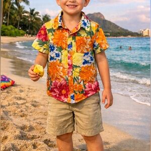 Janie and Jack Floral Poplin Shirt